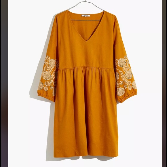 NWT | Embroidered-Sleeve Popover Dress - Picture 1 of 5